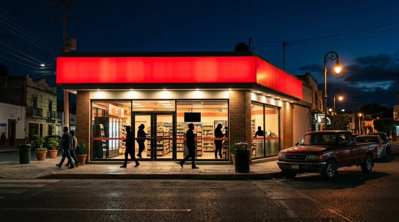 Tienda Milo Express de noche